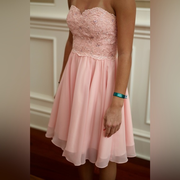 Blush sweetheart neckline prom/grad dress, braided bodice, corset back - Picture 2 of 5
